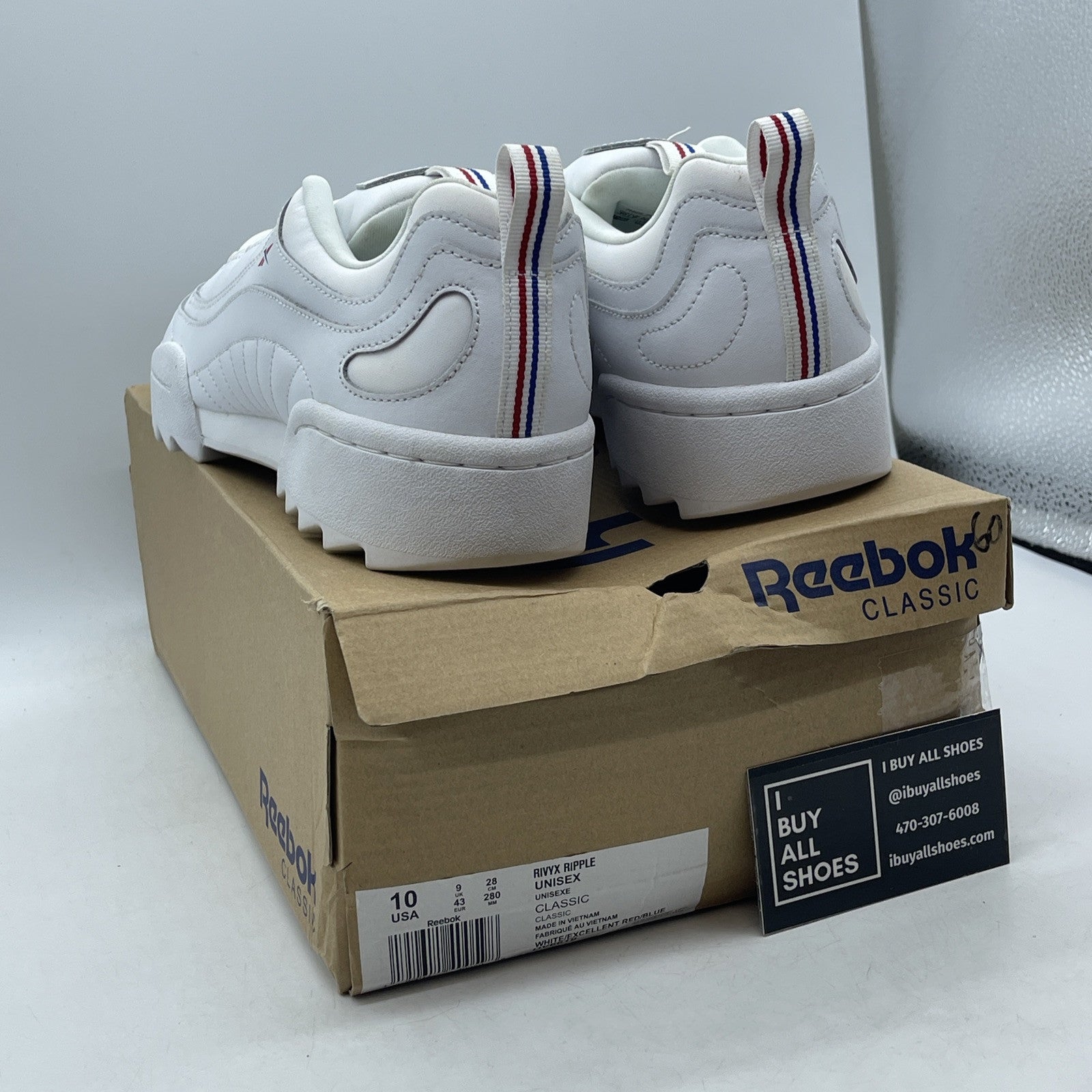 Size 10 - Reebok Mens Rivyx Ripple Sneakers White Leather Suede  (DV6619)