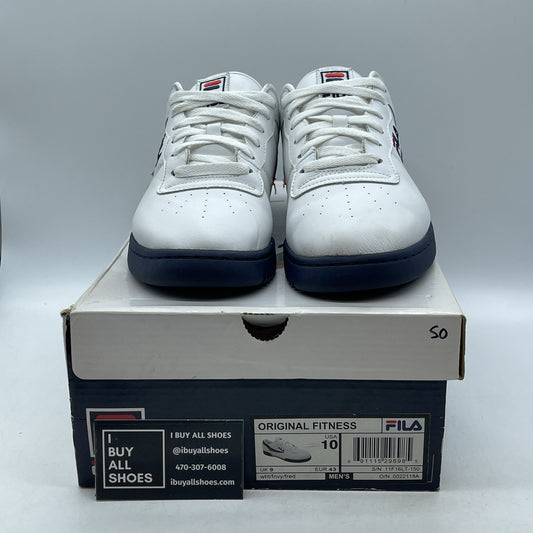 Size 10 - FILA Men's Original Fitness White Blue Red Leather (11F16LT-150)
