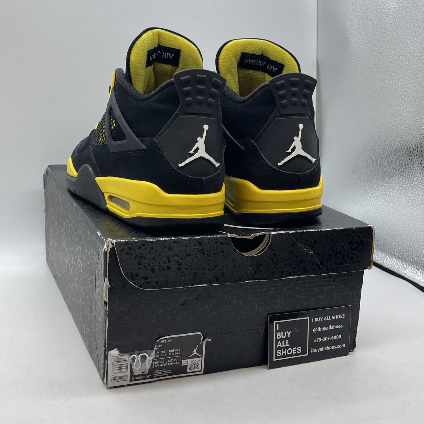 Size 10 - Jordan 4 Retro Mid Thunder Yellow Black White Suede (DH6927-017)
