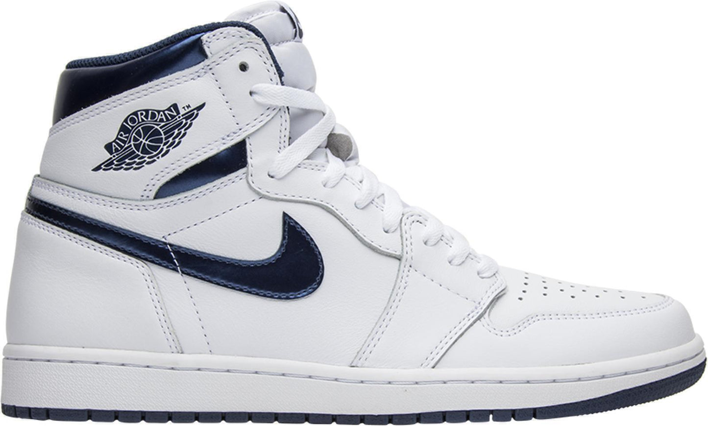 Size 9.5 - Air Jordan 1 Retro OG High Metallic Navy White Leather (555088-106)