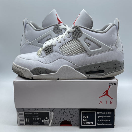 Size 11 - Jordan 4 Retro Mid White Oreo Grey Red Leather (CT8527-100)