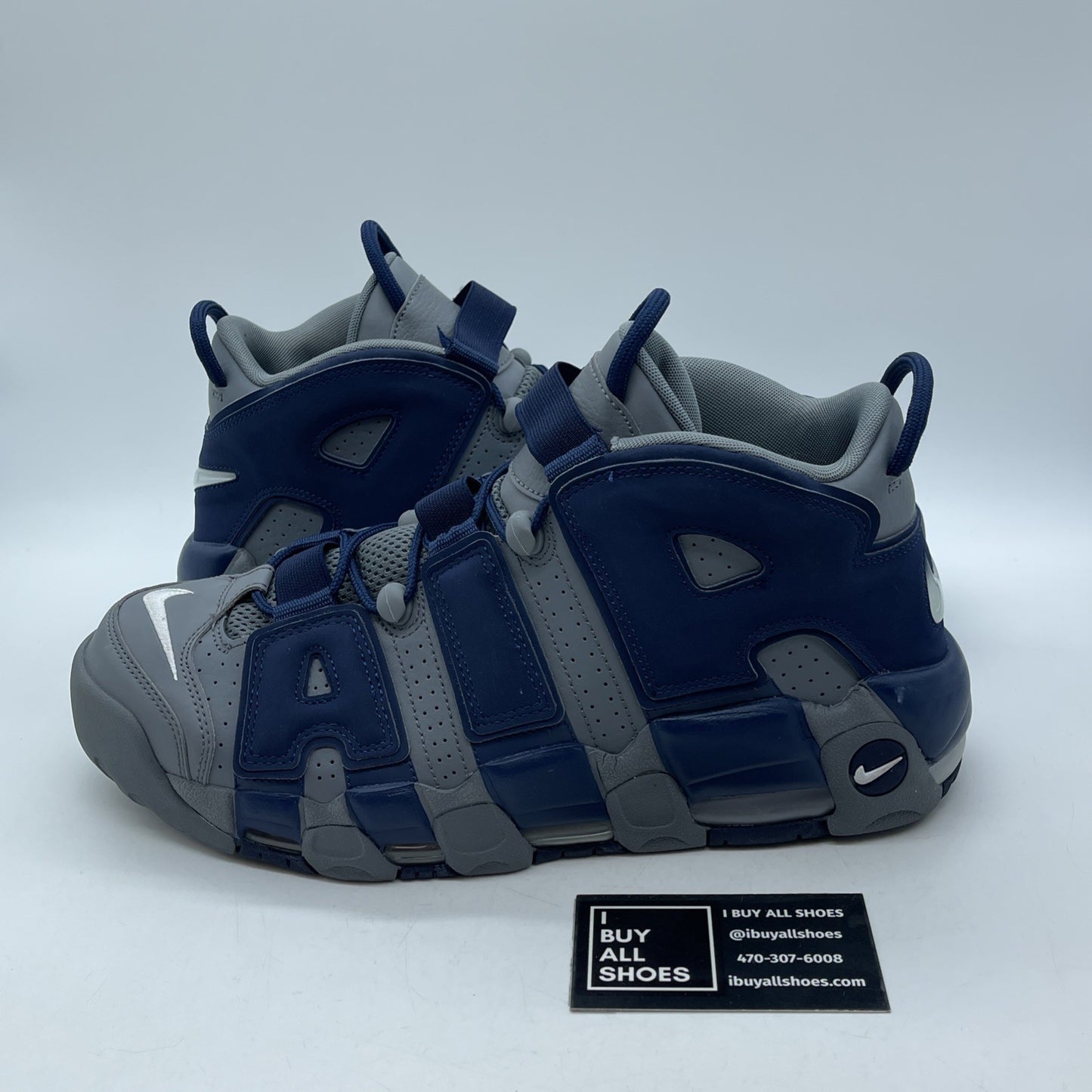 Size 11 - Nike Air More Uptempo Georgetown Blue Grey Leather Suede (921948-003)