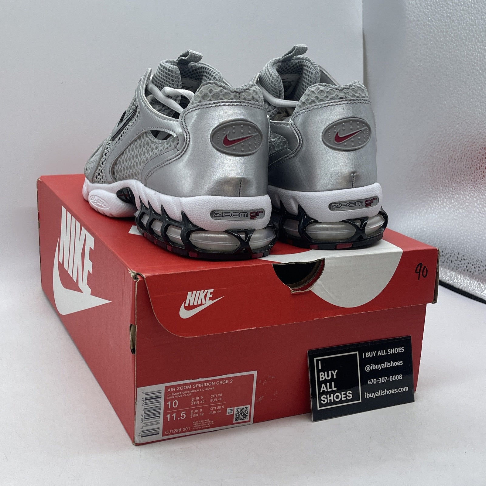 Size 10 - New Nike Zoom Spiridon Caged 2 Metallic Silver 2024 Authentic Low