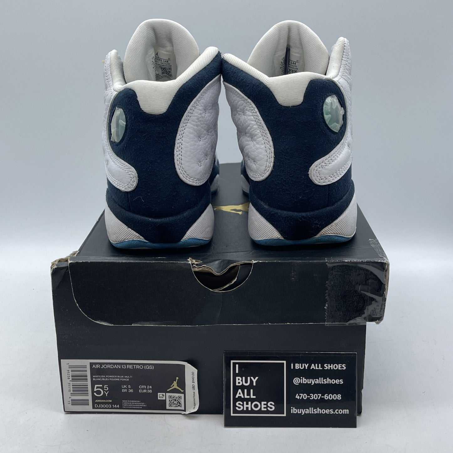 Size 5.5Y - Jordan 13 Retro GS Obsidian Blue White Leather Suede (DJ3003-144)