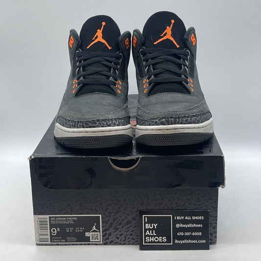 Size 9.5 - Jordan 3 Retro 2023 Mid Fear Black Grey Orange Suede (CT8532-080)