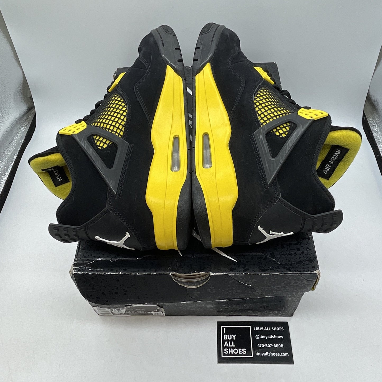 Size 10 - Jordan 4 Retro Mid Thunder Yellow Black White Suede (DH6927-017)