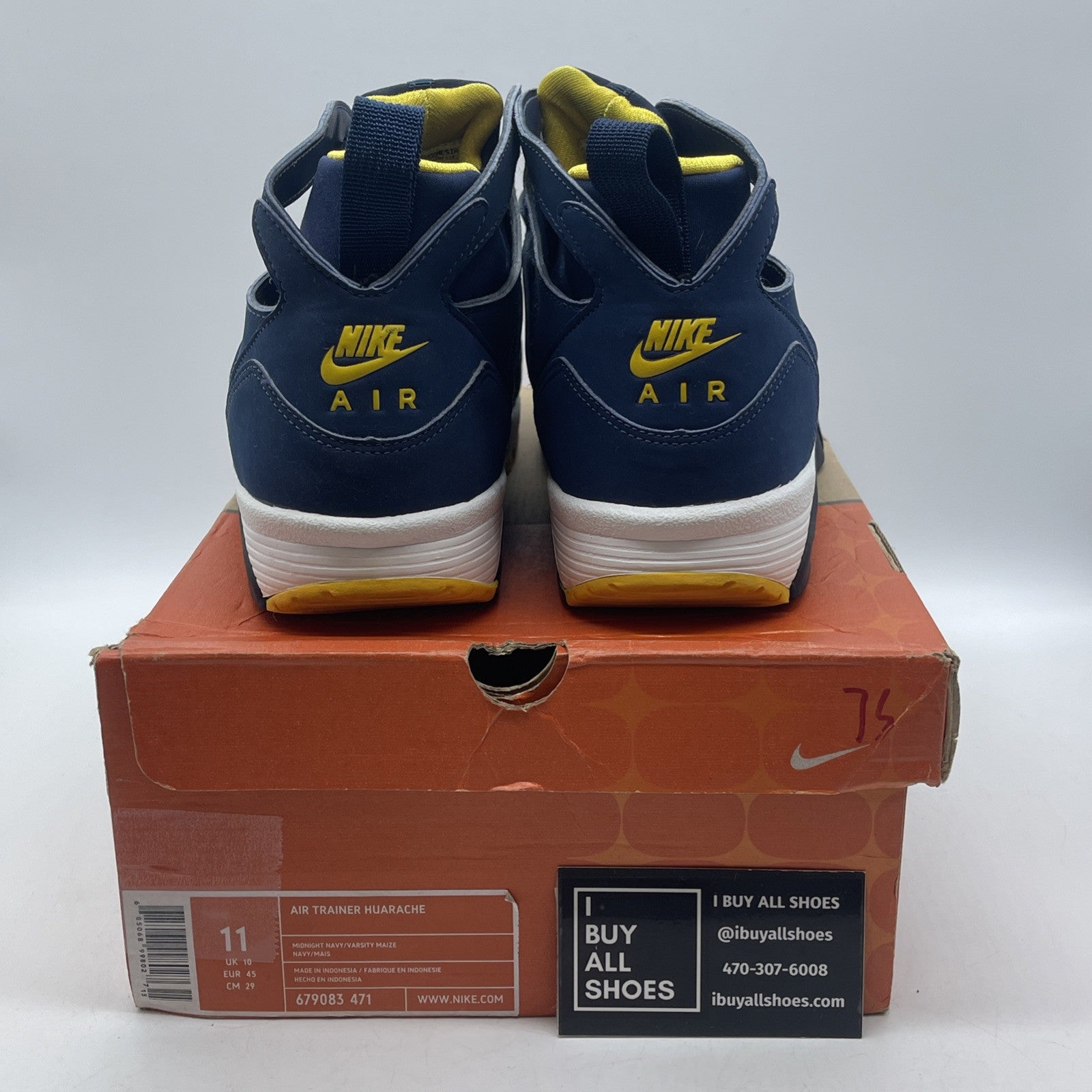 Size 11 - Nike Air Trainer Retro OG Huarache Midnight Navy Suede (679083-471)