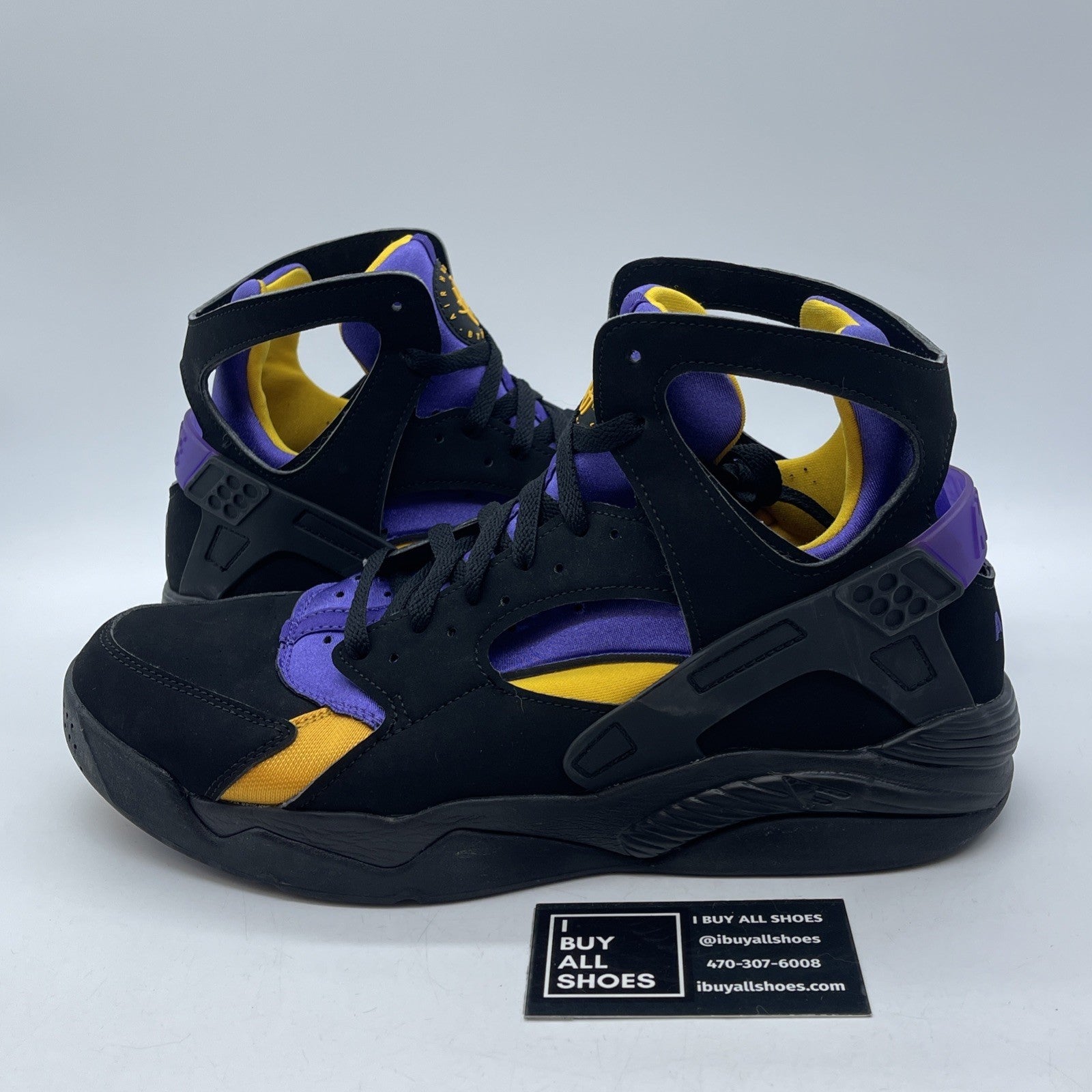 Size 11 - Nike Air Flight Huarache Lakers Away Black Suede Leather (FD0188001)