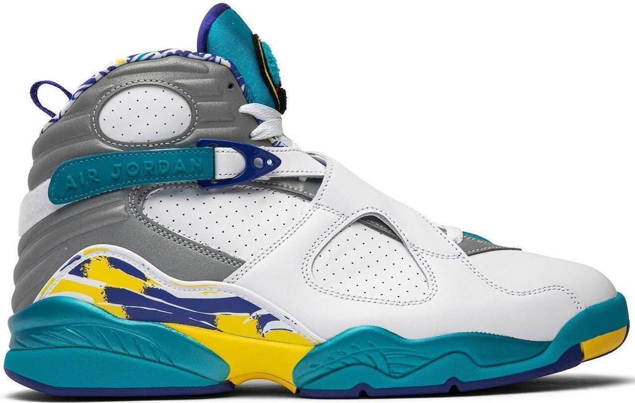 Size 9W - Air Jordan 8 Retro White Aqua White Silver Leather  (CI1236-100)