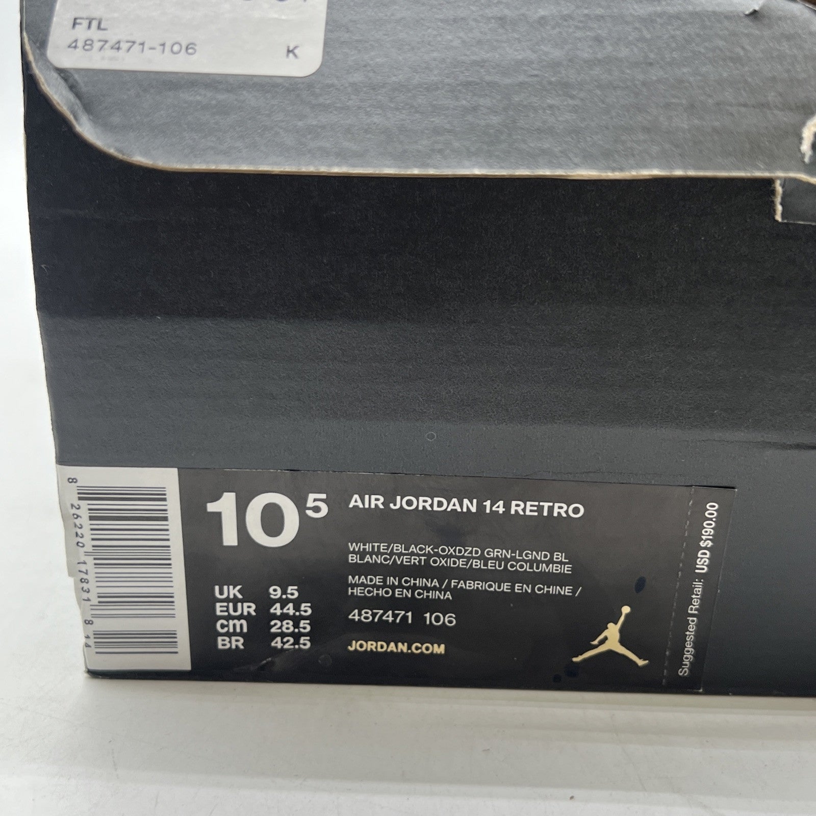 Size 10.5 - Air Jordan 14 Retro 2016 Oxidized Green (487471-106)