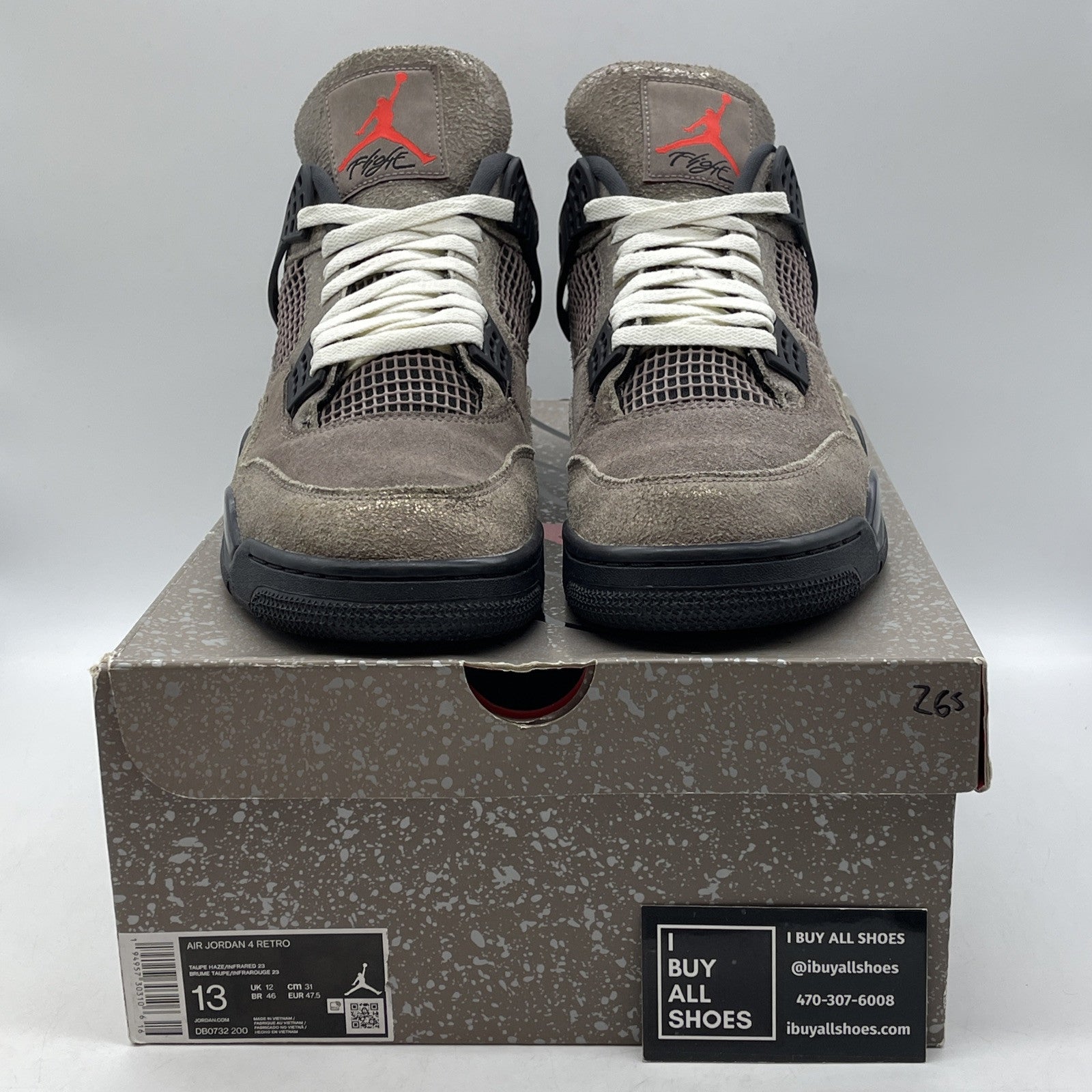 Size 13 - Jordan 4 Retro Mid Taupe Haze Brown Black Suede (DB0732-200)
