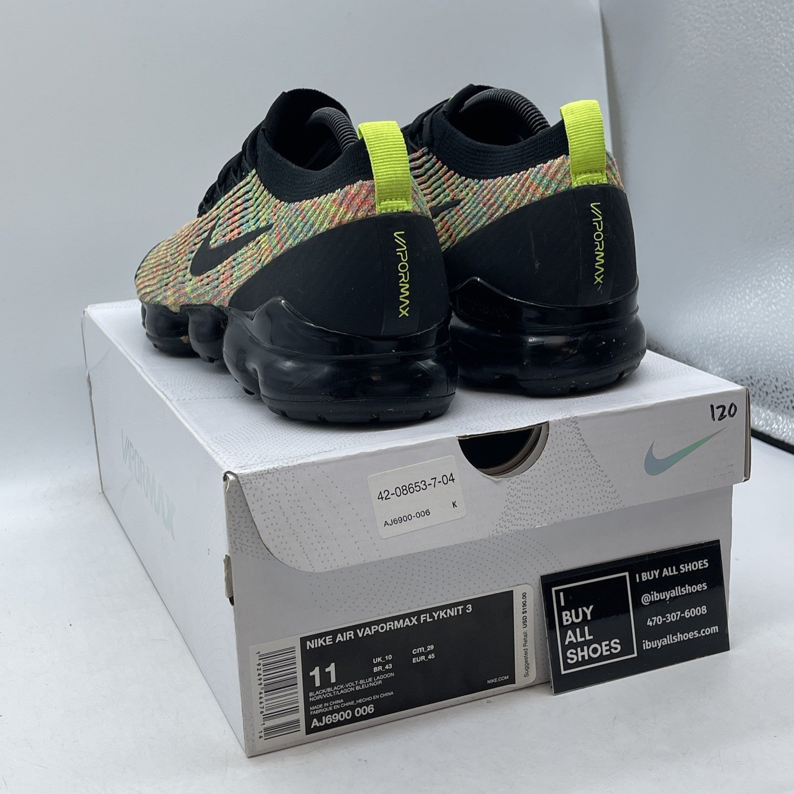 Size 11 - Nike Air VaporMax Flyknit 3 Multi-Color Suede Leather (AJ6900-006)