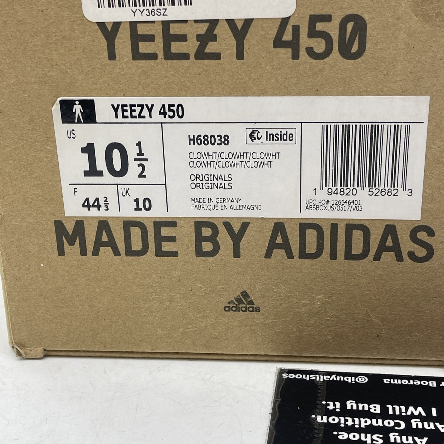 Size 10.5 - adidas Yeezy 450 Cloud White Suede (H68038)