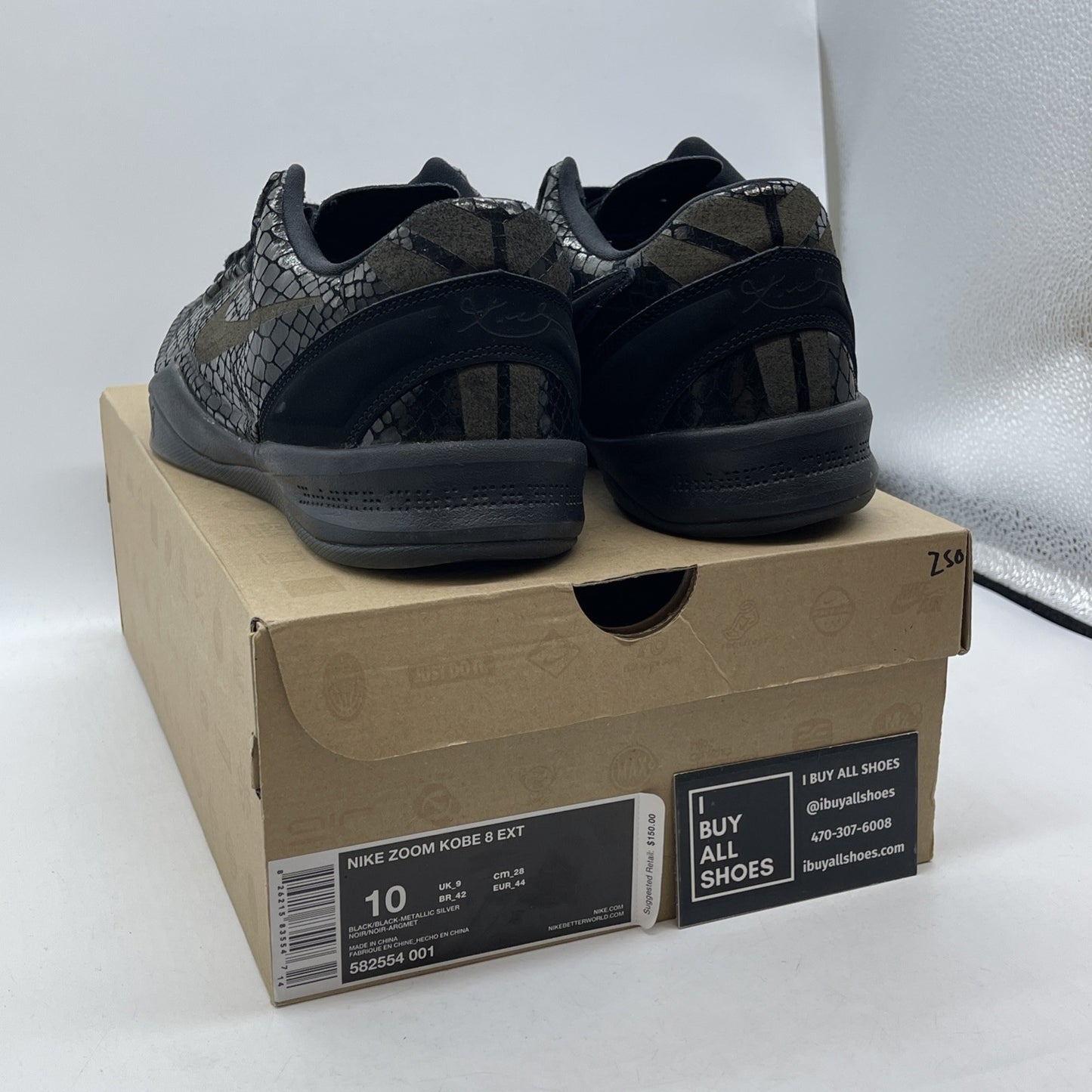 Size 10 - Nike Zoom Kobe 8 EXT Year of the Snake Black Suede Leather  582554-001