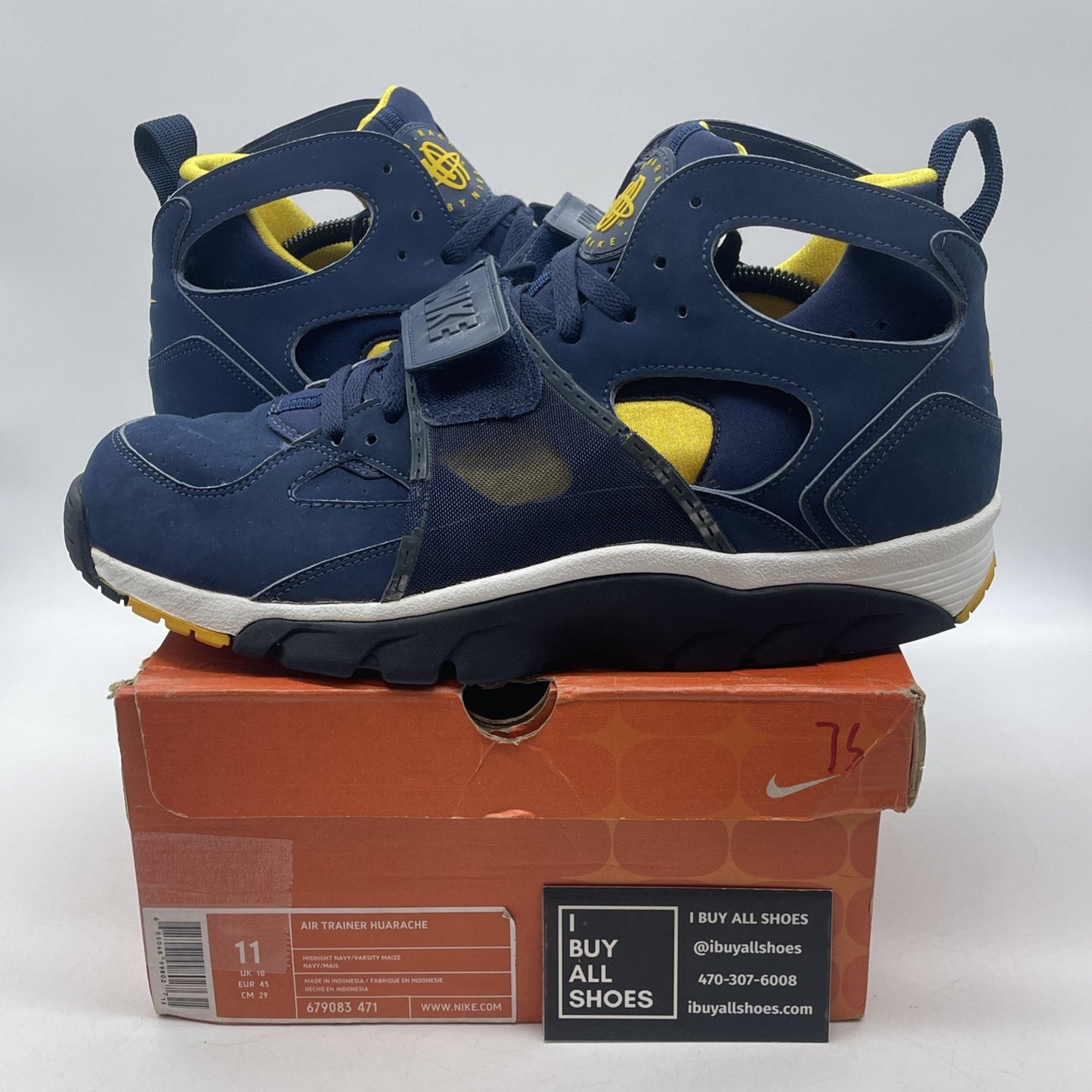 Size 11 - Nike Air Trainer Retro OG Huarache Midnight Navy Suede (679083-471)