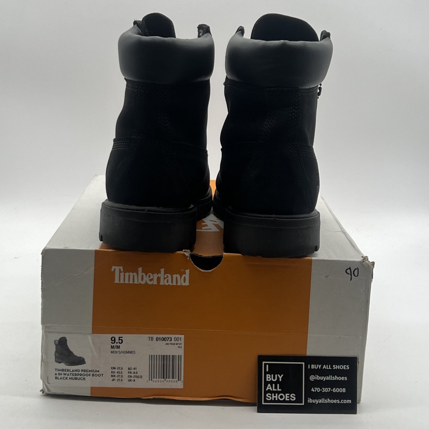 Size 9.5 - Mens Timberland Premium 6" Boot - Black Nubuck  (TB 010073-001)