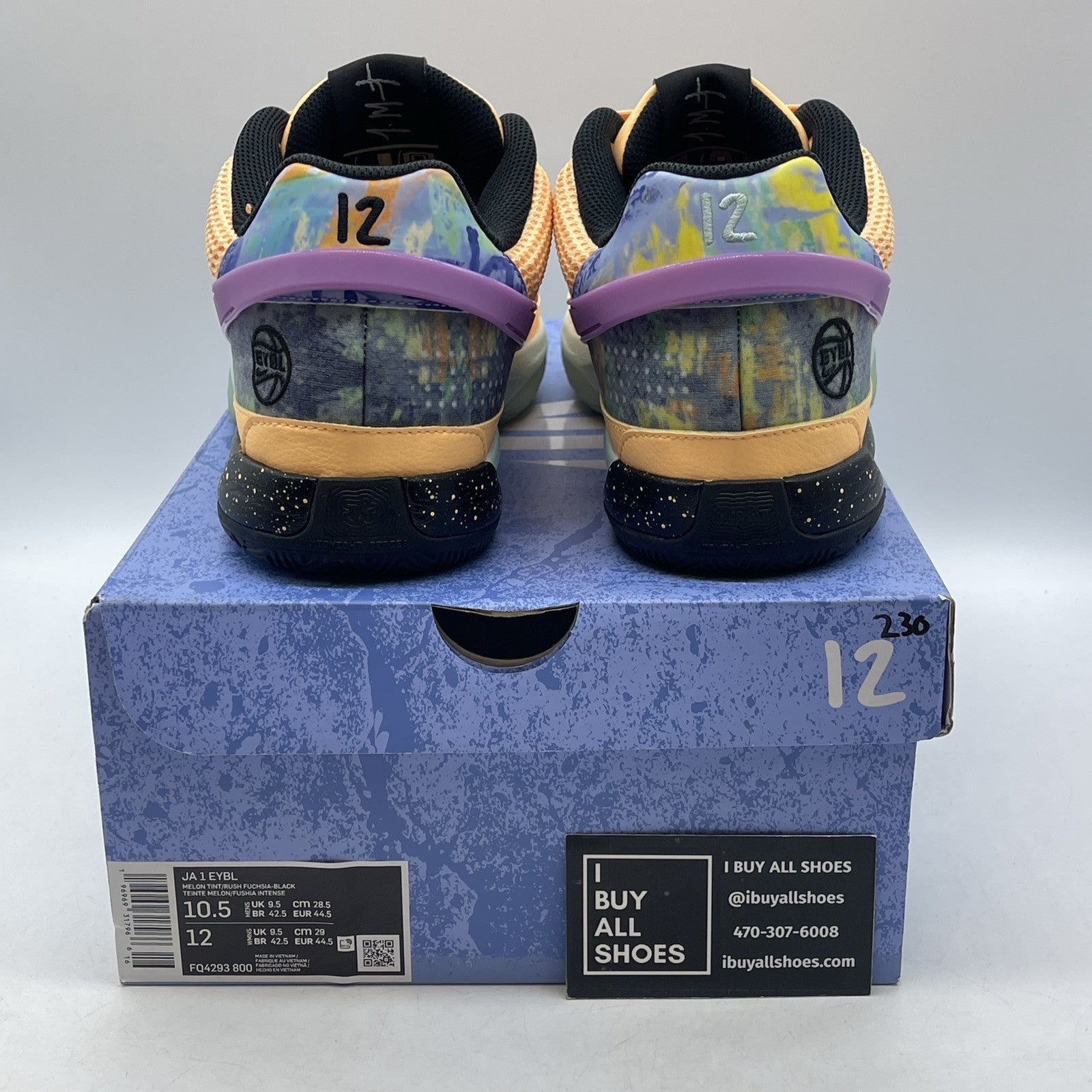 Size 10.5 - Nike Ja 1 EYBL Purple Orange Blue Suede Leather (FQ4293-800)