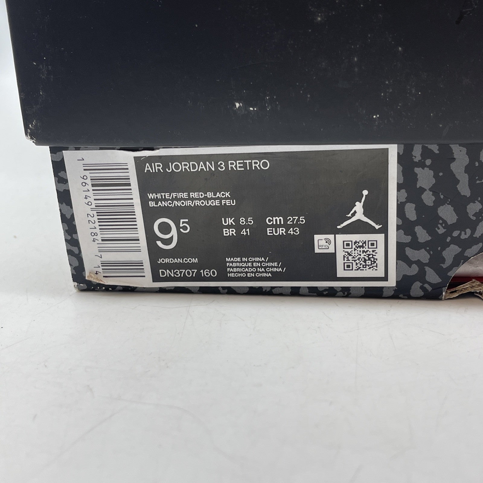 Size 9.5 - Jordan 3 Retro Mid Fire Red White Grey Suede Leather (DN3707-160)