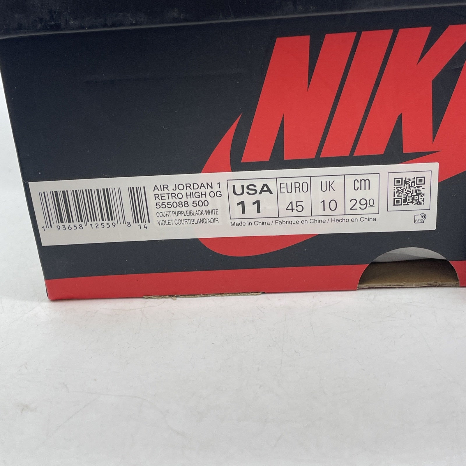 Size 11 - Air Jordan 1 Retro OG High Court Purple Black White (555088-500)