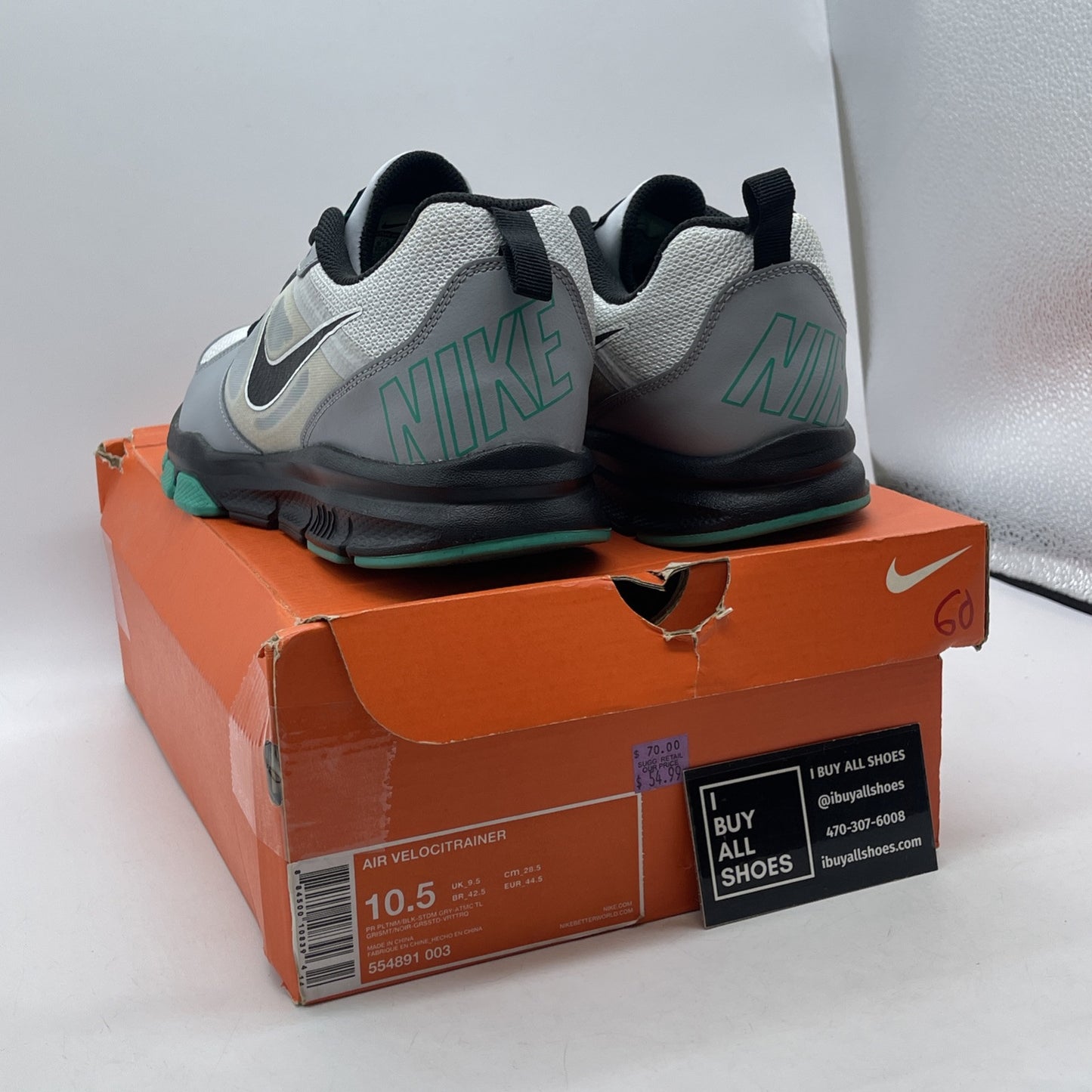 Size 10.5 - Nike Air Velocitrainer Stadium Grey black Green (554891-003)