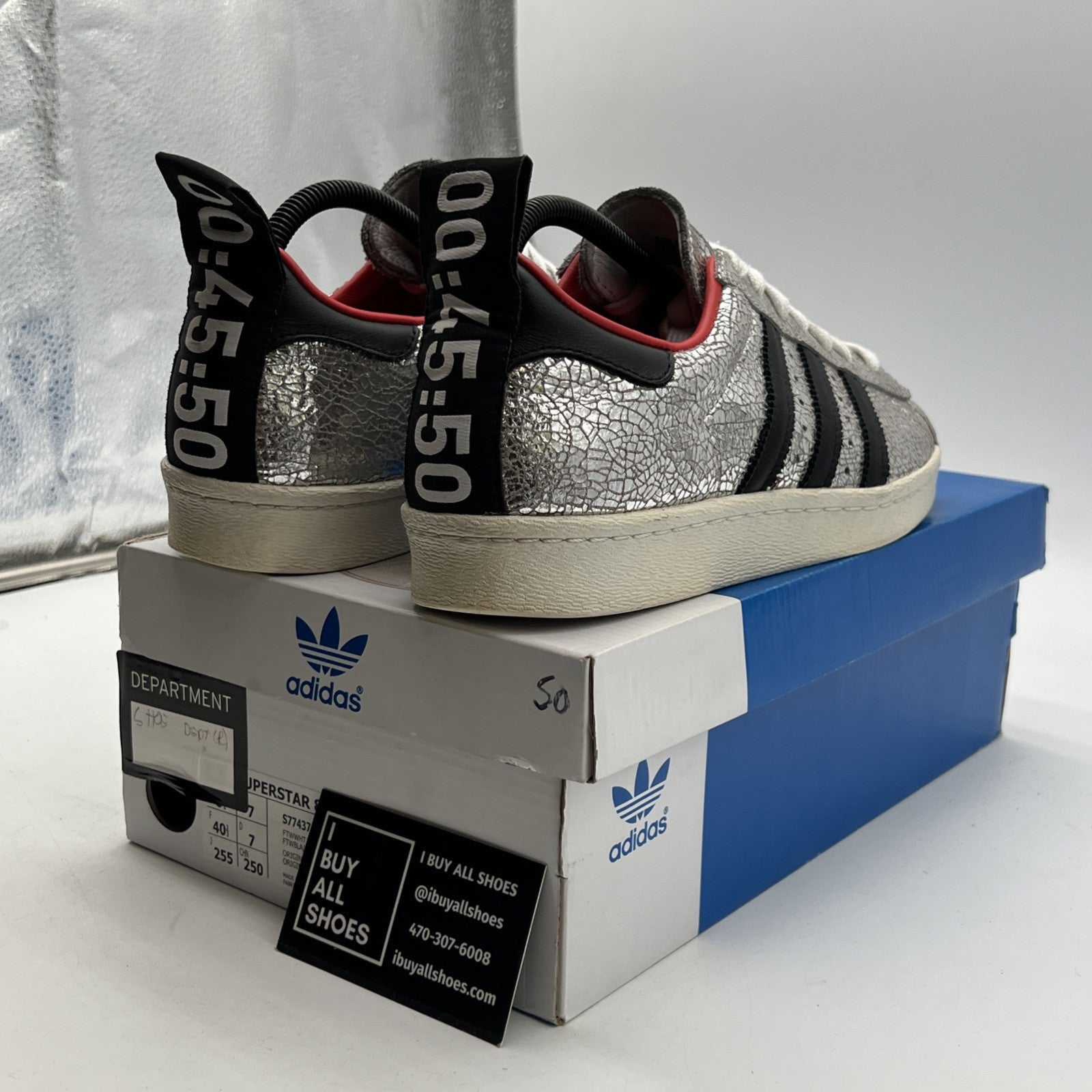 Size 8.5 - adidas Superstar 80s Topshop Exclusive Cracked Silver W