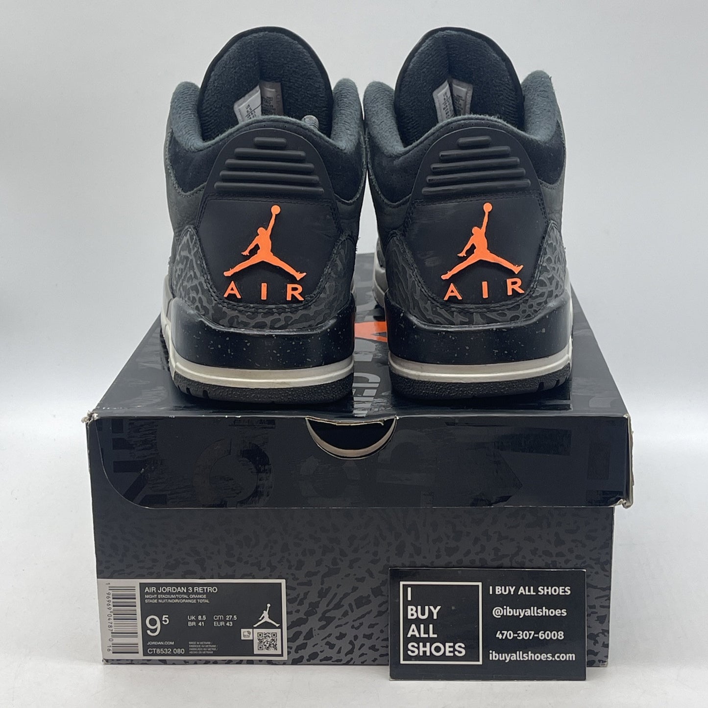 Size 9.5 - Jordan 3 Retro 2023 Mid Fear Black Grey Orange Suede (CT8532-080)