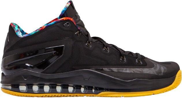 Size 10 - Nike Max LeBron 11 Low Gum Black Leather (642849-078)