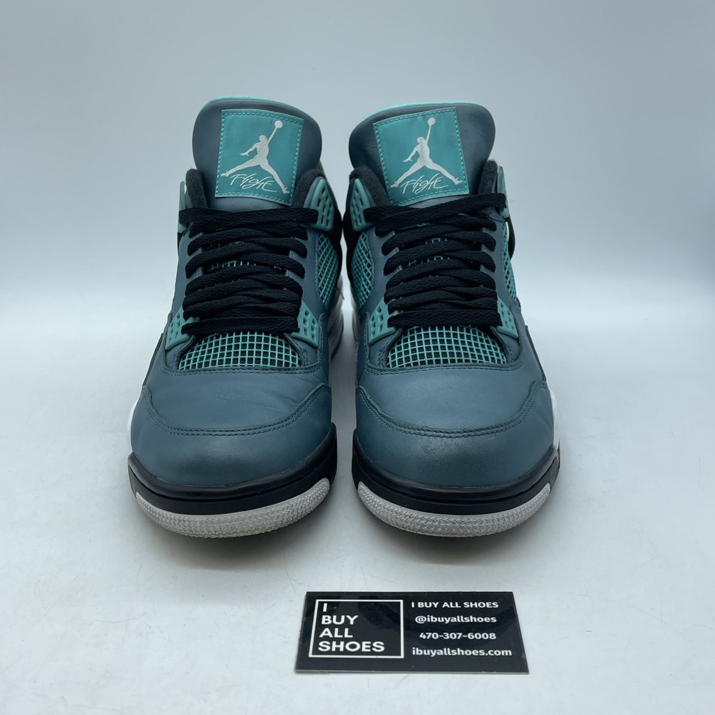 Size 11.5 - Air Jordan 4 Retro Teal Blue Black Leather (705331-330)