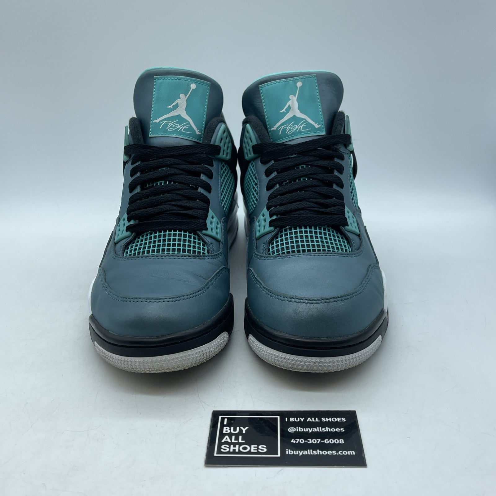 Size 11.5 - Air Jordan 4 Retro Teal Blue Black Leather (705331-330)