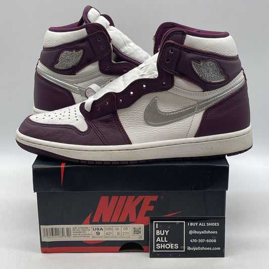 Size 9 - Jordan 1 Retro High OG Bordeaux Purple White Leather (555088-611)
