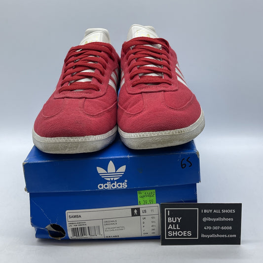 Size 11 - Adidas Originals SAMBA OG Low Top Board Red White Gold Suede (G51492)