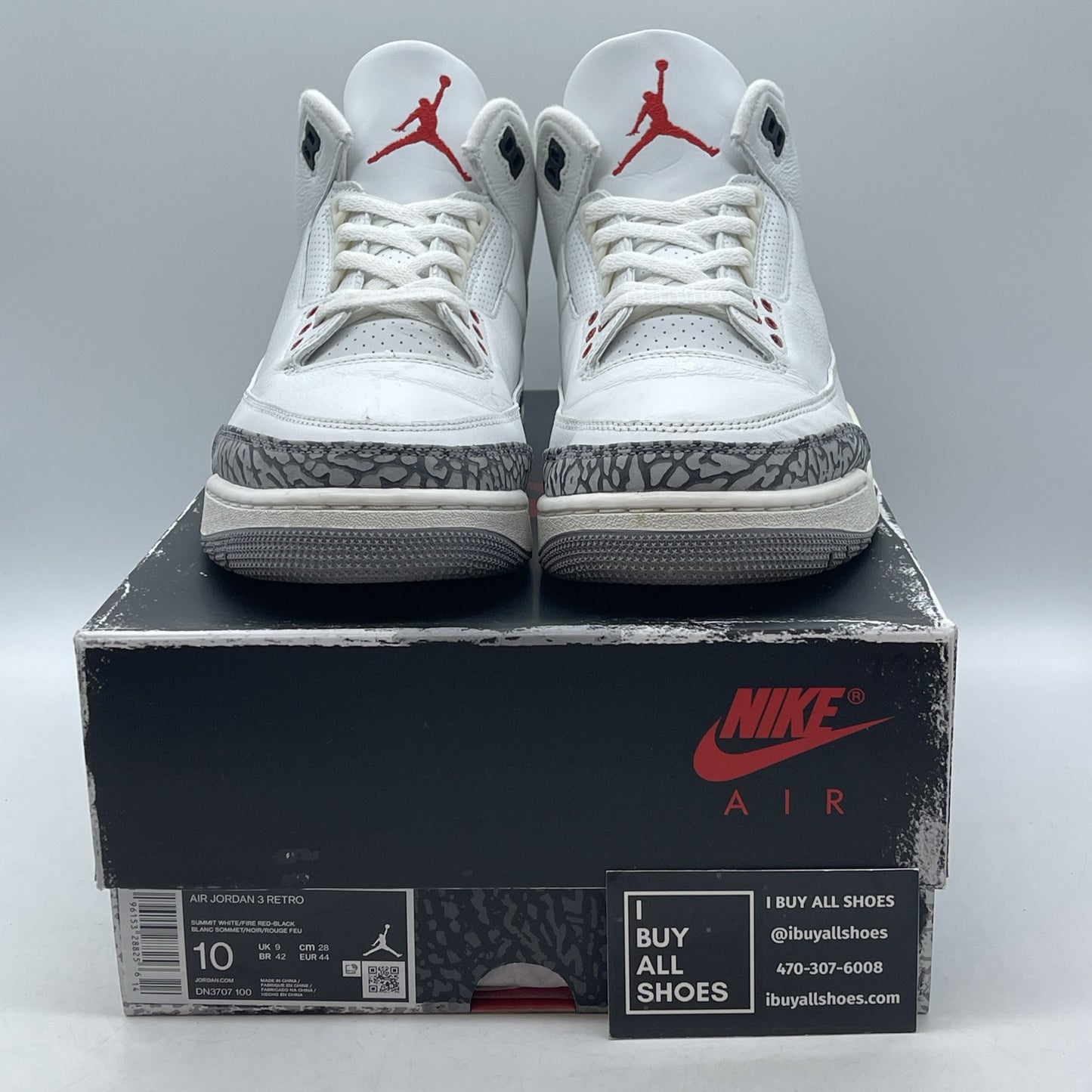 Size 10 - Jordan 3 Retro Mid White Cement Reimagined Gray Black Suede DN3707-100