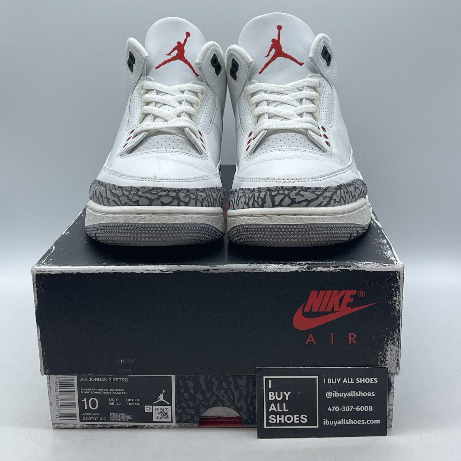 Size 10 - Jordan 3 Retro Mid White Cement Reimagined Gray Black Suede DN3707-100