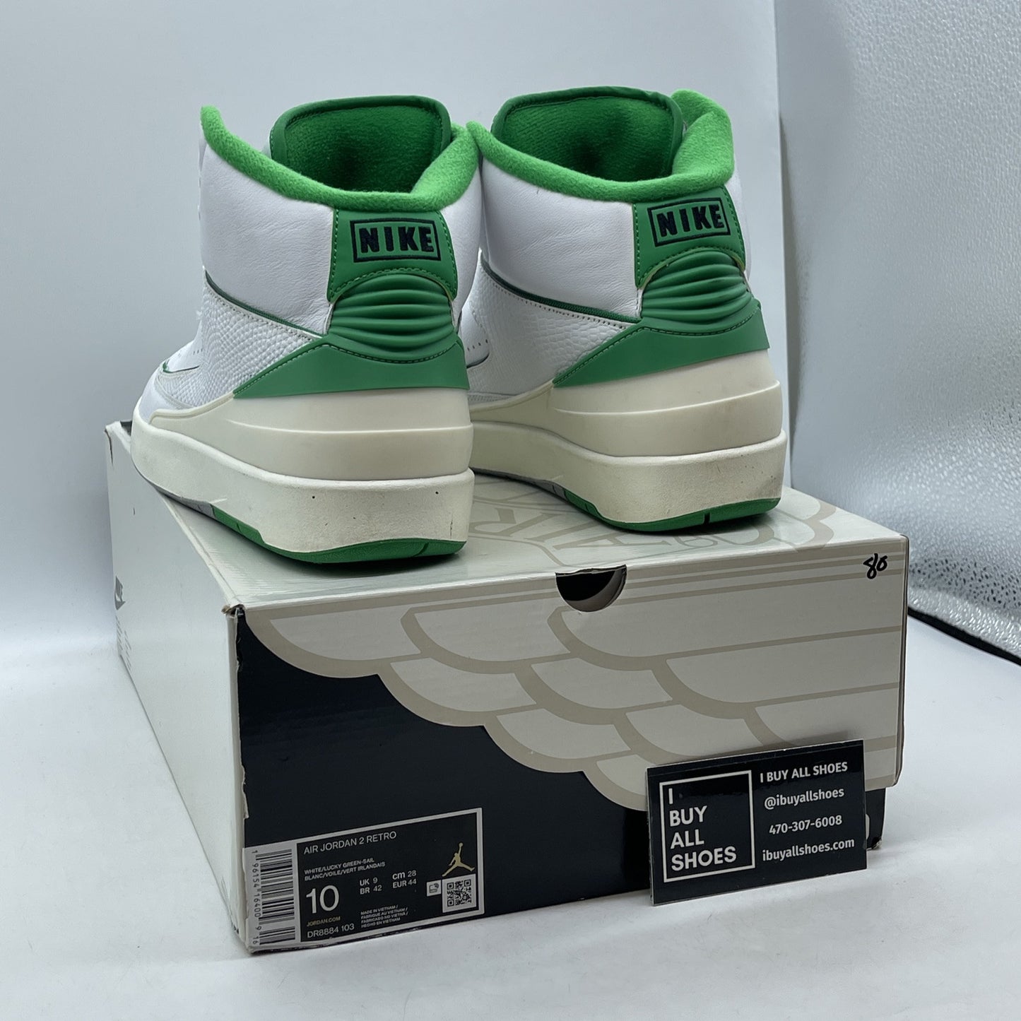 Size 10 - Jordan 2 Retro Lucky Green White Leather (DR8884-103)