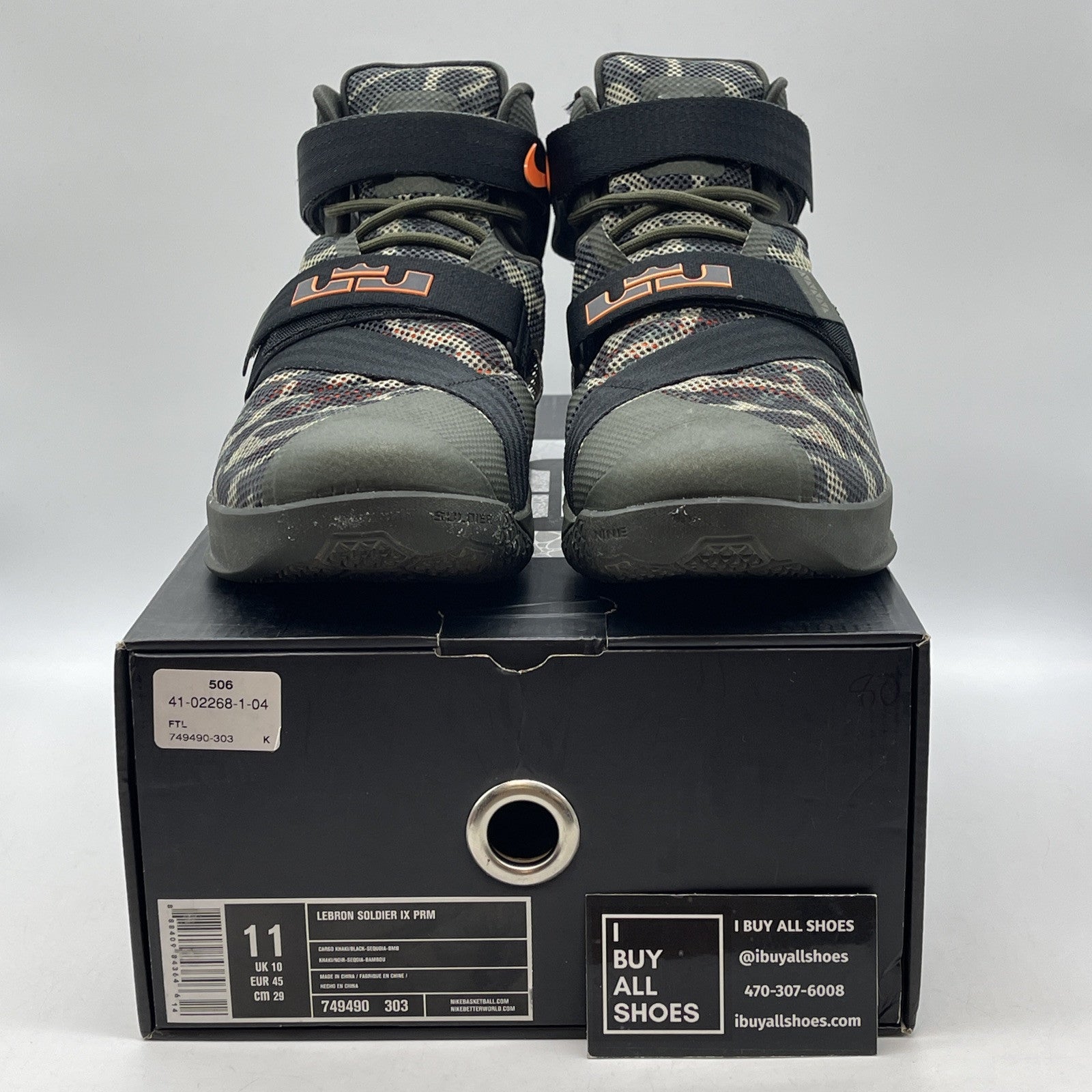 Size 11 - Nike LeBron Soldier 9 Premium Camo Green Black (749490-303)