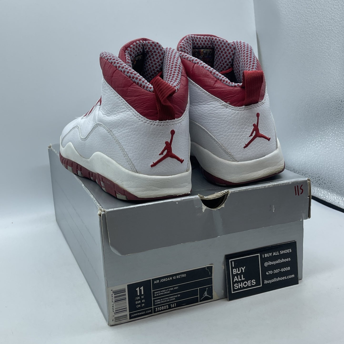 Size 11 - Air Jordan 10 Retro 2005 Red Steel White Leather (310805-161)