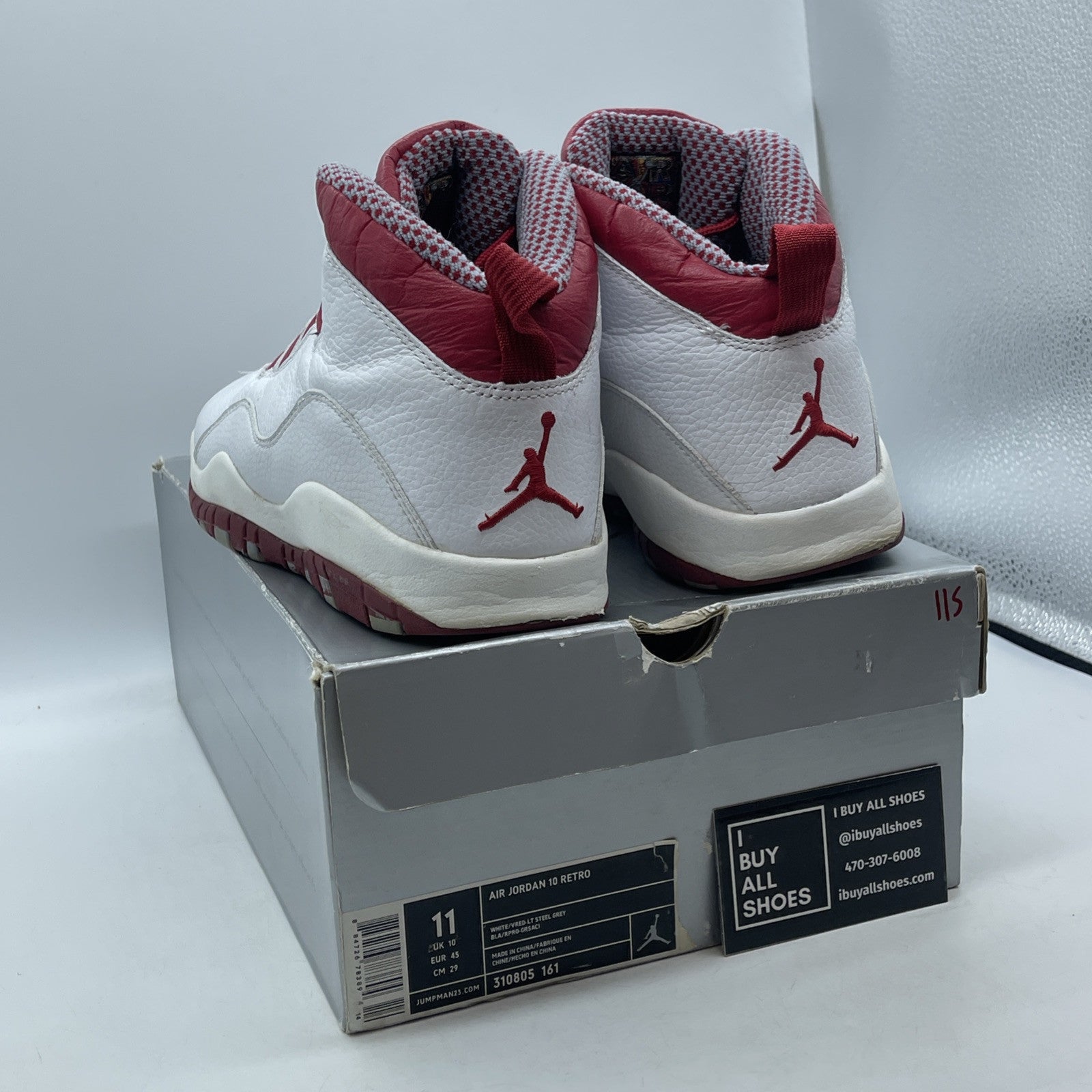 Size 11 - Air Jordan 10 Retro 2005 Red Steel White Leather (310805-161)