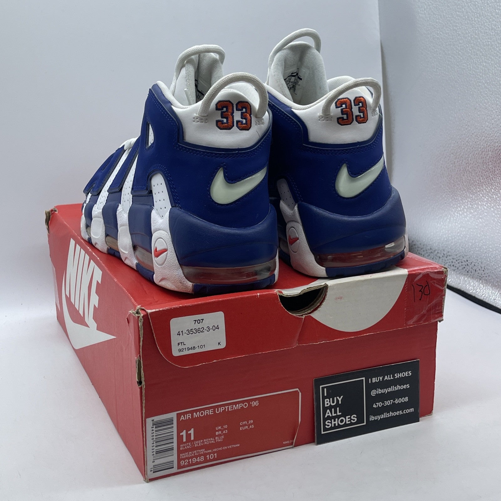 Size 11 - Nike Air More Uptempo Knicks Blue White Suede Leather (921948-101)