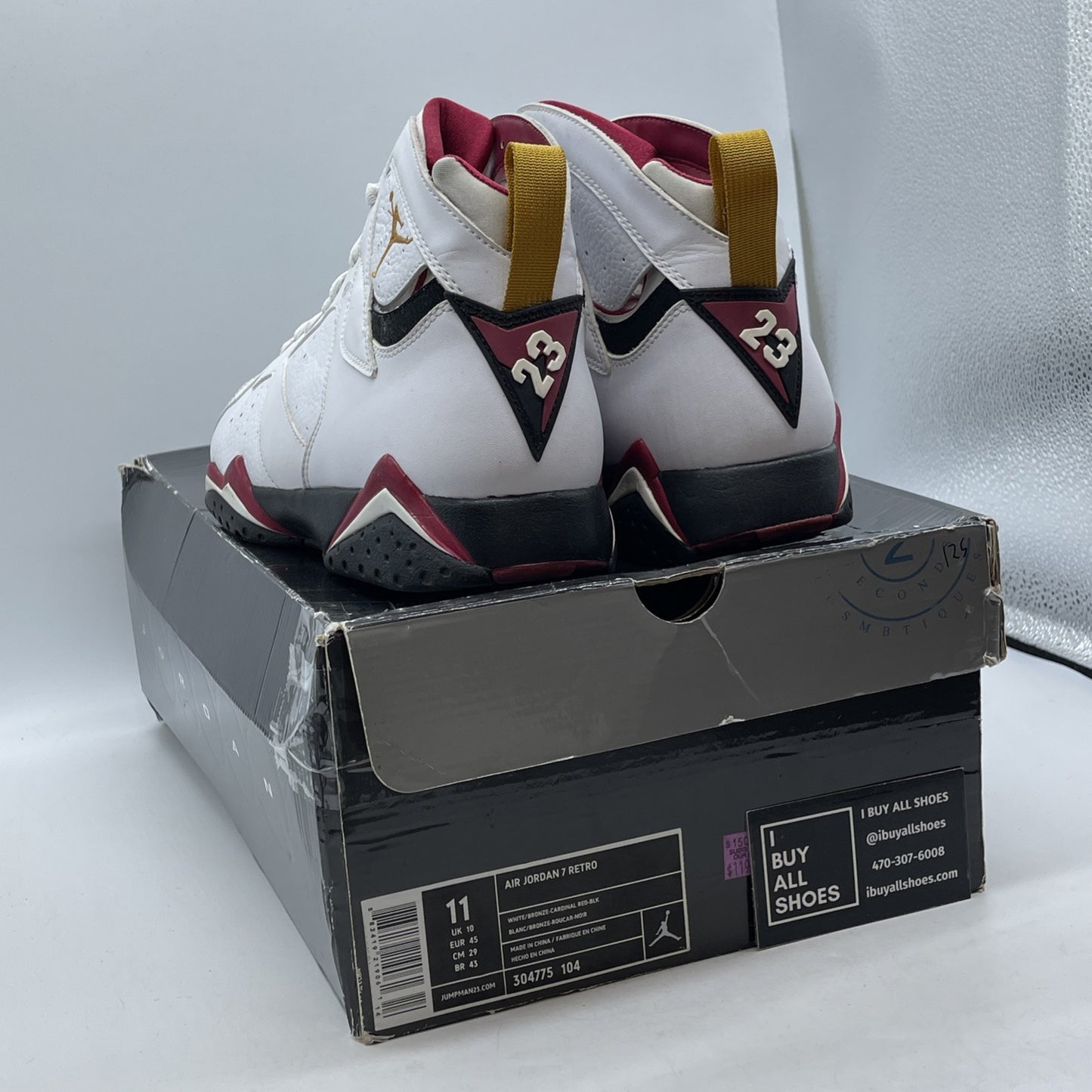 Size 11 - Air Jordan 7 Retro 2011 Cardinal White Black Red Leather (304775-104)