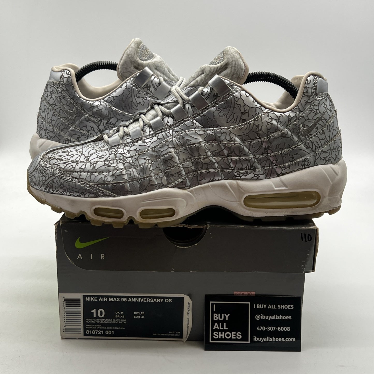 Size 10 - Nike Air Max 95 20th Anniversary Pure Platinum (818721-001)