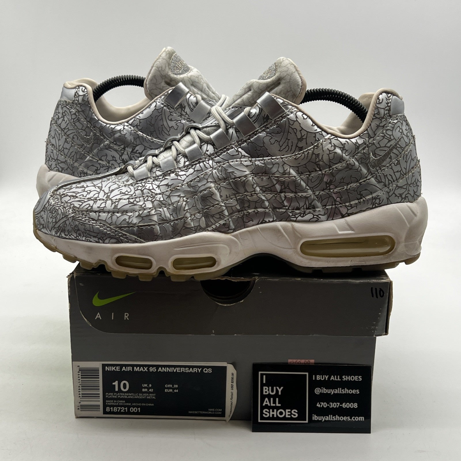 Size 10 - Nike Air Max 95 20th Anniversary Pure Platinum (818721-001)