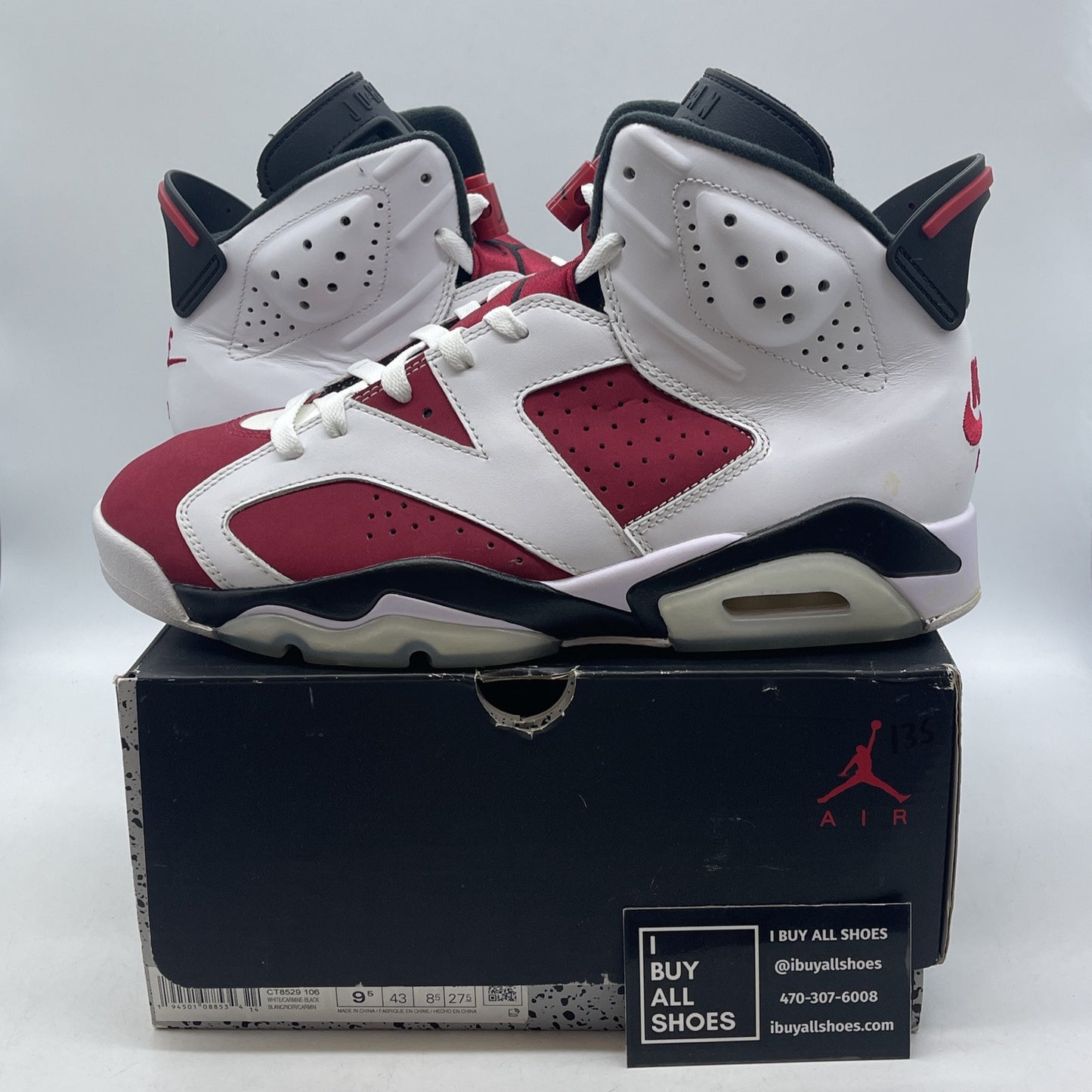 Size 9.5 - Jordan 6 Retro OG Mid Carmine Suede Leather Red White  (CT8529-106)