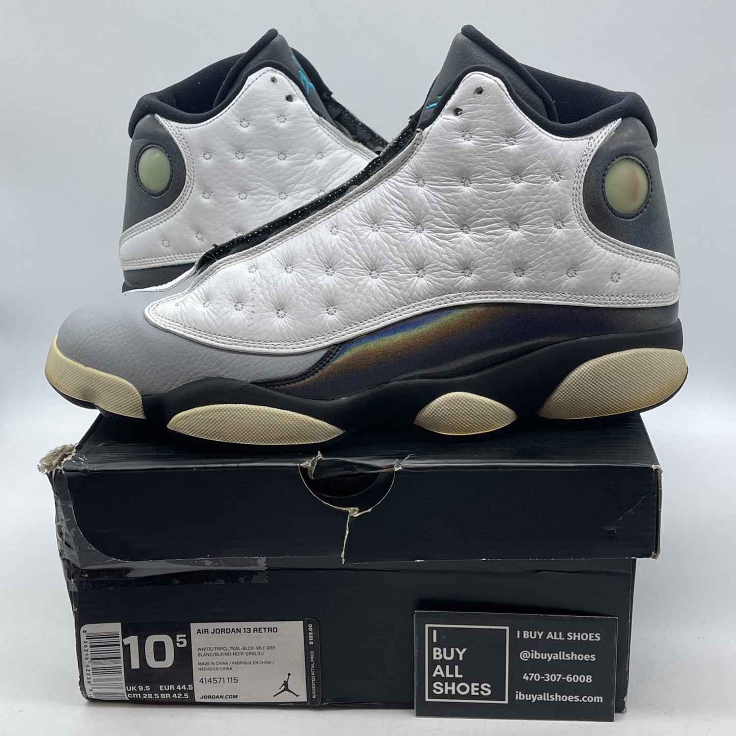 Size 10.5 - Air Jordan 13 Retro Barons Grey White Leather (414571-115)