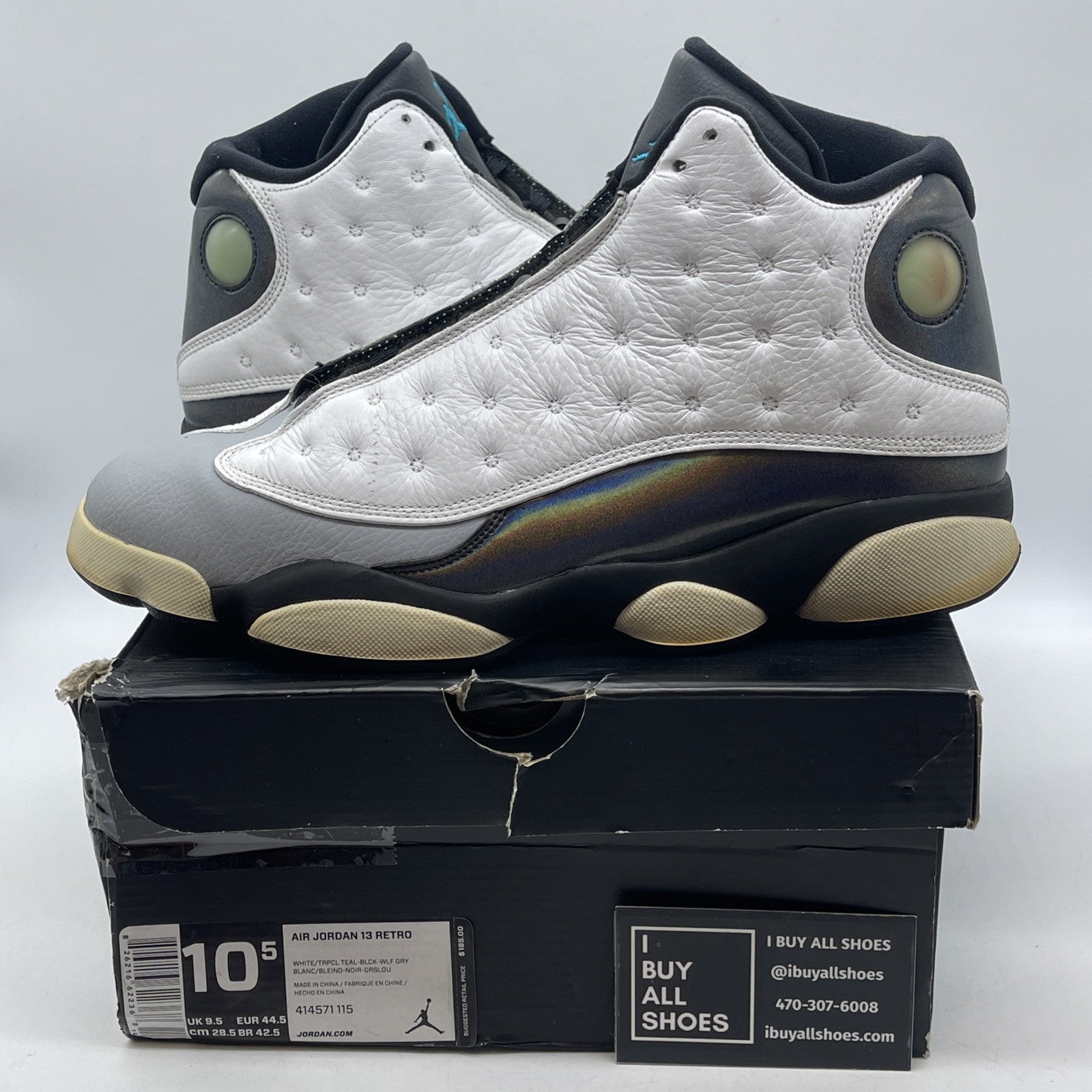Size 10.5 - Air Jordan 13 Retro Barons Grey White Leather (414571-115)