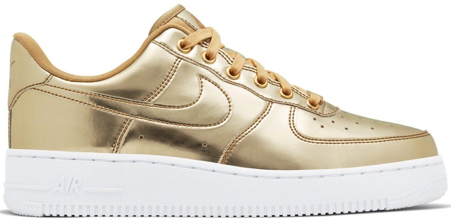 Size 12W- Nike Air Force 1 SP Liquid Metal Gold Leather (CQ6566-700)