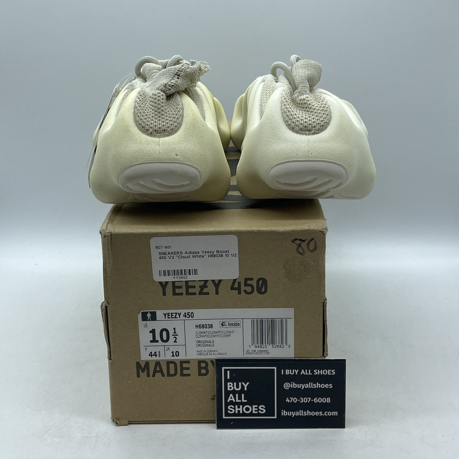 Size 10.5 - adidas Yeezy 450 Cloud White Suede (H68038)