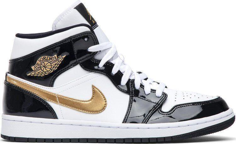 Size 10 - Air Jordan 1 Mid SE Patent Black Gold (852542-007)