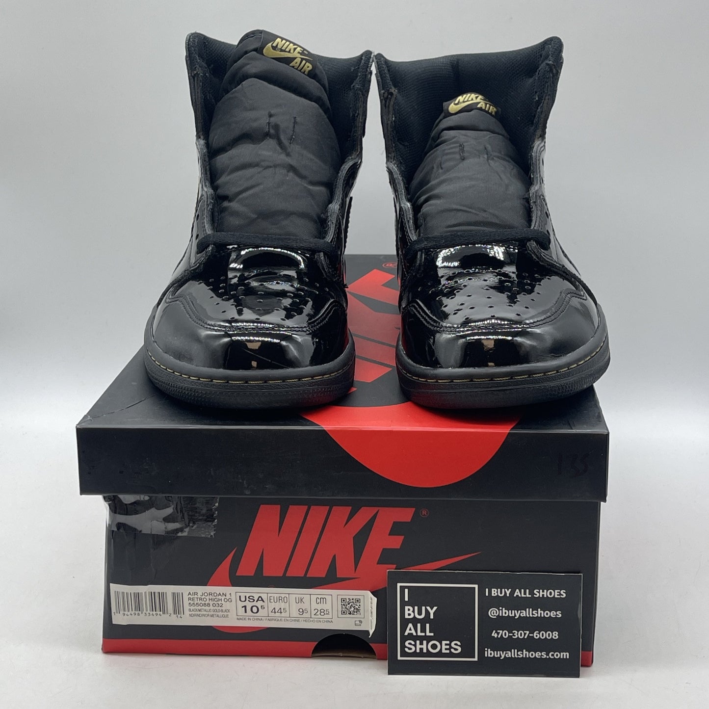 Size 10.5 - Jordan 1 Black 2020 Gold Leather (555088-032)
