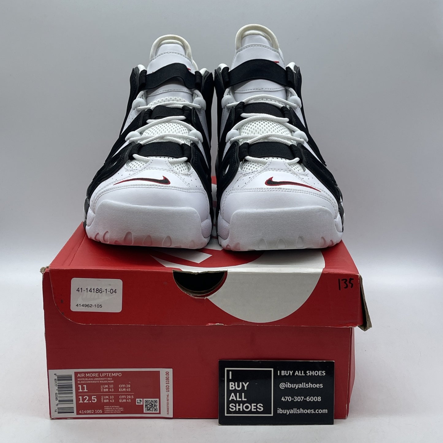Size 11 - Nike Air More Uptempo Scottie Pippen black White Suede (414962-105)