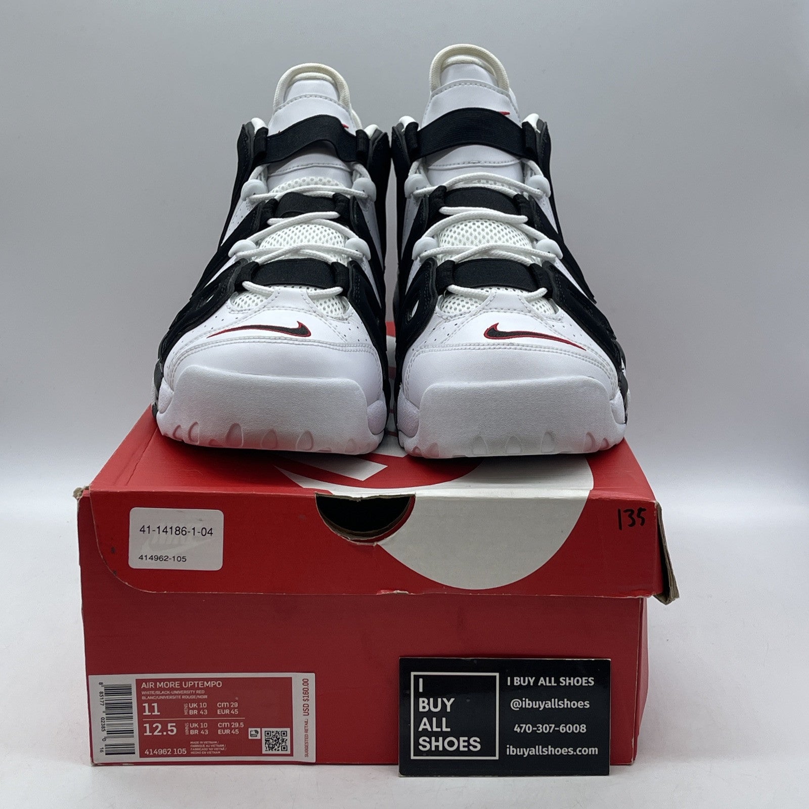 Size 11 - Nike Air More Uptempo Scottie Pippen black White Suede (414962-105)